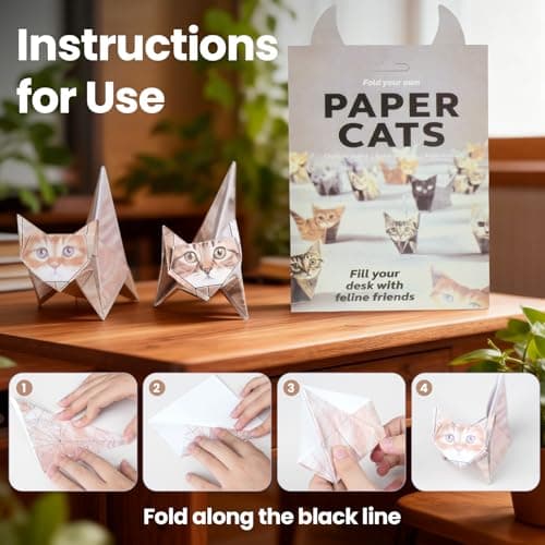 DIY Origami Paper Cats Kit - 50 Sheets to Fold into Charming Cat Figures. A Creative & Relaxing Craft Project, Perfect for Home, Office, or Classroom Decor. - Thumbnail 6