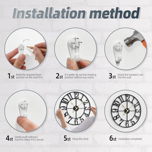 HAITANG Large Wall Clocks for Living Room Decor,16 Inch Clock Black Metal Silent Non Ticking Battery Operated Modern Vintage Decorative Clock Wall for Bedroom - Thumbnail 5