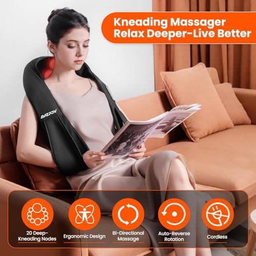 AMZPONY® Cordless Neck Massager for Pain Relief Deep Tissue, Rechargeable Shiatsu Neck and Back Massager with Heat Kneading Shoulder Massage for Body Muscle Pain Relief,Gifts for Mom Dad Friends - Thumbnail 3