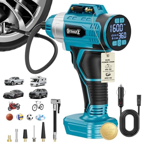 160PSI Cordless Tire Inflator Compatible with Makita 18V Battery, DIYtoolifz DC 12V Portable Air Compressor with Digital Pressure Gauge, 2X Faster Air Pump for Car, SUVs, Motor, Bike, Ball (Tool Only)