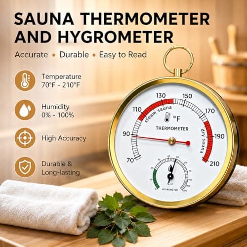Sauna Thermometer and Hygrometer, Precision Temperature & Humidity Gauge for Portable Steam Sauna Box, Home Infrared Indoor Use Essential Accessory for Enthusiasts - Thumbnail 3