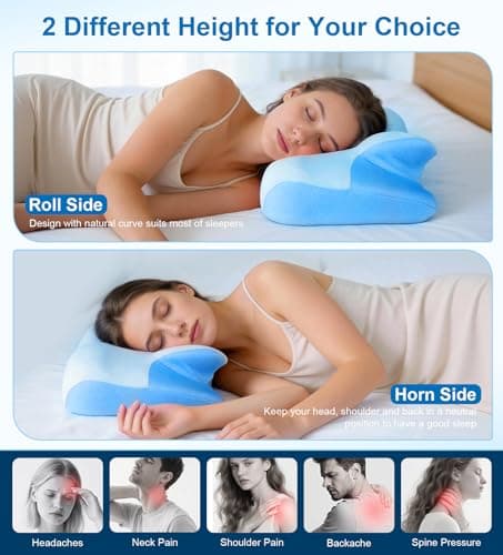 Neck Cervical Pillow, Side Sleeper Pillow for Neck Pain, Support Ergonomic Contour Memory Foam Pillows for/Side/Back/Stomach Sleepers Pain Relief Neck (23.5x14.5x5.5in) - Thumbnail 5