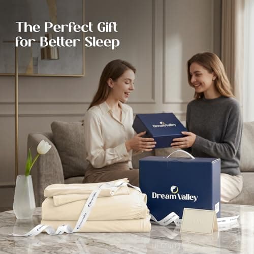 Dream Valley 4 PCS Cooling Sheets Queen Size with 2 Pillowcases,Light Beige - Thumbnail 6