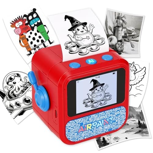 Lumavere AI Voice Sticker Printer Box, Portable Pocket Sticker Box with HD Display, Mini Inkless Thermal Sticker Maker for Coloring & Creative DIY Fun (AI Printer + 5 Sticker Rollers) - Image 1