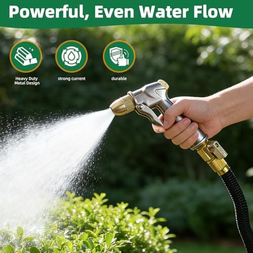 ARXIVE Garden Hose Nozzle Hand Sprayer, Heavy Duty High Pressure 100% Metal with 4 Adjustable Spray Patterns for Watering Lawn, Garden, Car Washing,Pets & Windows - Thumbnail 4