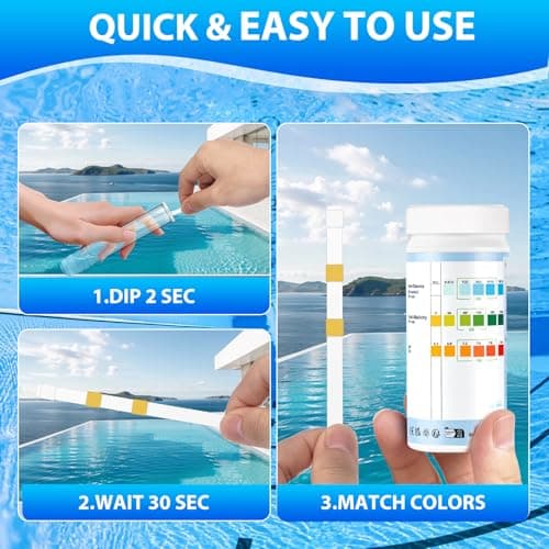 Accevo Hot Tub Test Strips，3-in-1 Pool Water Testing Kit for Chlorine/Bromine, pH, Total Alkalinity - Easy and Accurate Test Strips for Swimming Pools & Spas - 150 Strips - Thumbnail 4