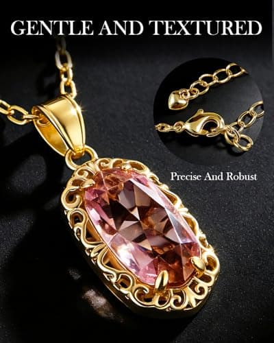 Anranyo 18K Dainty Gold Cross Necklace, Pink Birthstone Necklace, Hypoallergenic,Layered Necklaces for Women, Non Tarnish, Minimalist, Christian Gifts for Wife Daughter Sister Girlfriend - Thumbnail 3