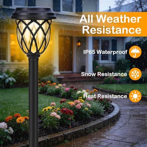 ruhotili Solar Lights Outdoor 12 Pack Solar Garden Lights Waterproof IP65 Solar Landscape Lights Solar Pathway Lights for Patio, Yard, Driveway Decoration (Warm White - Thumbnail 4