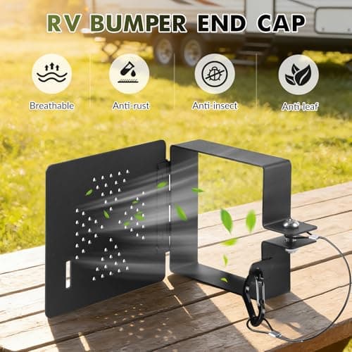 2 Pack Aluminum RV Bumper End Cap Fits 4-Inch Bumpers, RV Sewer Hose Storage Cap with Vent Holes, Outdoor RV Sewer Cap for Travel Trailer, RV & Camper - Thumbnail 2