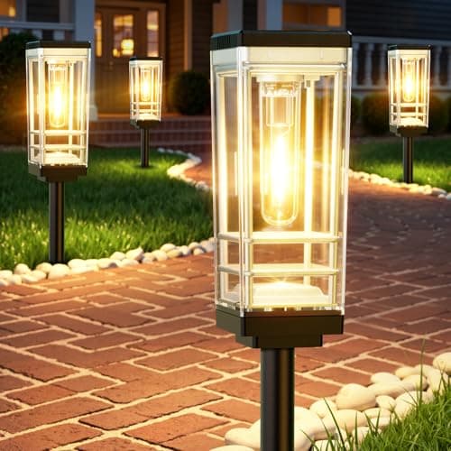 Ahaorigin 6 Pack Solar Lights Outdoor, Up to 15 Hrs Brighter Solar Pathway Lights, Luxury Taller Solar Outdoor Light Waterproof for Path Garden Yard Landscape Walkway Driveway, Warm White