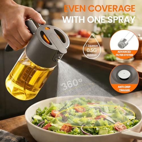 Costop Professional 500ml Glass Oil Sprayer - 3-in-1 Kitchen Tool: Fine Mist, Stream & Pour | Leak-Proof Design for Air Fryer, BBQ & Cooking | BPA-Free - Thumbnail 4
