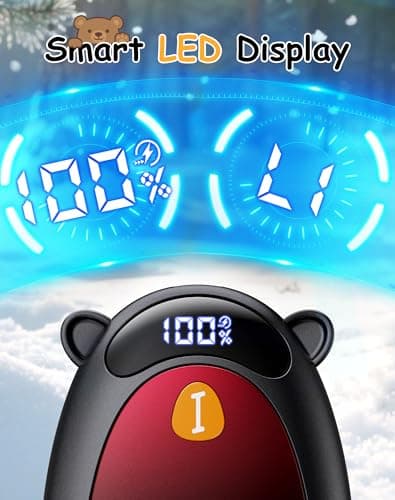 Taiofan Electric Hand Warmers Rechargeable, Cute Bear Design, LED Display, 4 Settings, Fast Heating Portable Pocket Heater Magnetic Handwarmers 2 Pack for Hunting Essentials Camping Gift for Men Women - Thumbnail 2