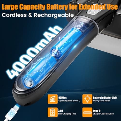 Electric Grill Brush for Outdoor Grill,Electric Grill Cleaner with 800 RPM Motor,Stainless Steel No Shedding Bristle Head,Cordless & Type-C Rechargeable,4000mAh BBQ Grill Brush with LED Light - Thumbnail 5