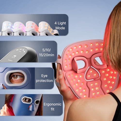 Hello Face Red Light Therapy Mask, 280 LEDs Quad-Chips Infrared Light Led Face Mask Light Therapy for Face Skin Care Improvement, Ultra-Soft Led Mask Light Therapy for 4 Modes with Eye Protection - Thumbnail 2