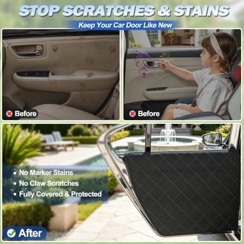 Instraella Dog Car Door Protector, 2 Pack Car Door Covers for Dogs, Anti-Scratch Car Door Protector, Waterproof 600D Oxford Fabric, Secure Fit for Cars, Compact SUVs - Thumbnail 2