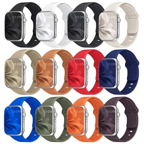 12 Pack Sport Bands Compatible with Apple Watch Band 38mm 40mm 41mm 42mm 44mm 45mm 46mm 49mm for Women Men,Soft Wristband Silicone Strap for iWatch Bands Series 11 10 9 8 7 6 5 4 3 2 1 Ultra SE - Image 1