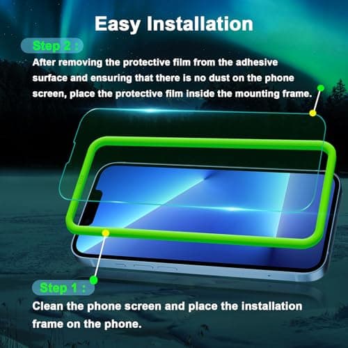 JESOHO Screen Protector for iPhone 12 Mini (5.4"),Eye Protection, HD Anti Blue Light Blocking Tempered Glass Film, Case Friendly, No Bubble,with Easy Installation Kit, 2 Pack - Thumbnail 4