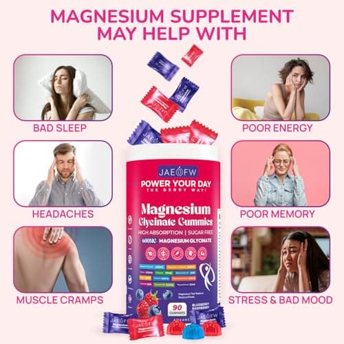 Magnesium Glycinate Gummies 1000mg – x2 High Absorption Magnesium Gummies for Women, Men & Kids – Sugar Free Vegan Supplement with CoQ10, Vitamin D3 & B6 – Daily Balance, Calm Energy & Muscle Function - Thumbnail 2