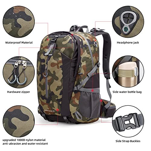 SPEEDPARK Hiking Backpack 40L Waterproof Hiking Daypack with Rain Cover, Outdoor Trekking Travel Backpacks for Men Women - Thumbnail 4
