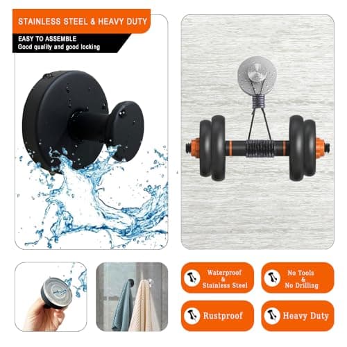 Suction Cup Hooks for Shower，Removable Towel Hooks for Bathroom Wall Window Glass Door Mirror，No Drill Stainless Steel Towel Holder Bath Robe Wreath Looafh Hooks for Hanging - Thumbnail 5