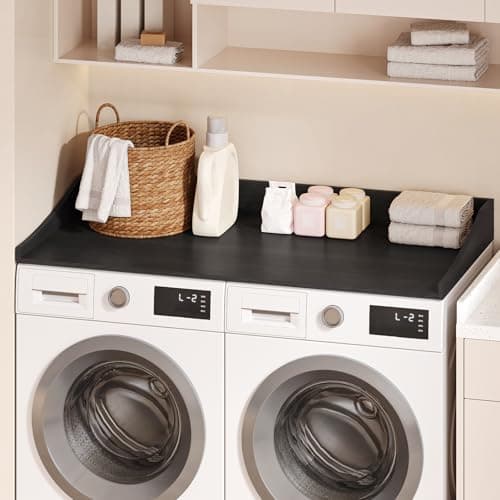 Tarnorci Washer and Dryer Countertop, 54'' Laundry Room Countertop Organization Laundry Table for Folding Clothes and Storage, Black