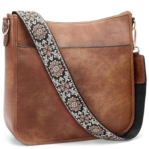 GEMIU Crossbody Bags for Women Medium Crossbody Purse Purses for Women Leather Shoulder Bags with Guitar Strap Brown - Image 1
