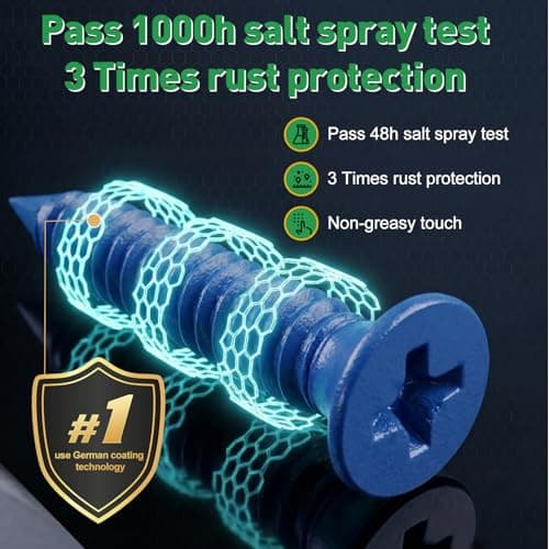 FOLIV 120PCS Concrete Screws with Drill Bit and Hex Bit Socket, 3/16" Blue/Black/White Flat Head Concrete Screws Anchor Kit for Masonry, Cement, Block, Brick or Stucco - Thumbnail 5