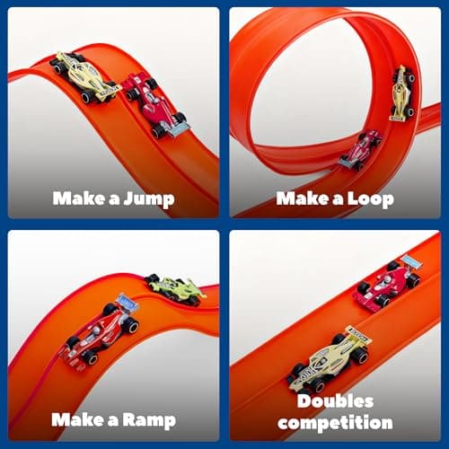 FUTESI Flexible Race Car Track for Kids 15 Ft Flex Tracks Starter Set Compatible with Diecast 1/64th Cars Portable Rolls Up Race Tracks with Strong Suction Cups Birthday Gifts for Boys Girls Ages 3+ - Thumbnail 4