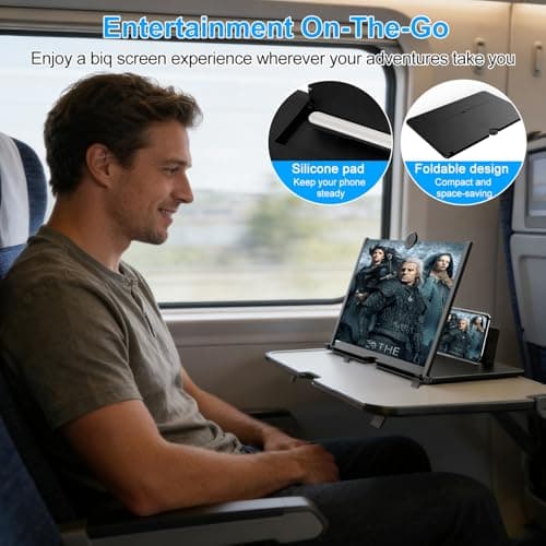 Zrgzob 14 Inch Screen Magnifier for Smartphone, 3D HD Magnifying Projector Screen Enlarger Foldable Phone Stand with Blue Light Protection for Movies, Videos, and Gaming - Thumbnail 5