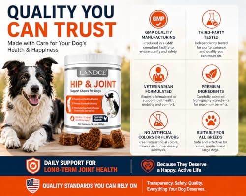 LANDCE Hip and Joint Chews for Dogs, 200 Soft Chews with Glucosamine Chondroitin, MSM, Green Lipped Mussel, UC-II Collagen & Hyaluronic Acid, Mobility Support for Dogs - Thumbnail 6