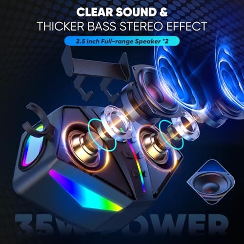 RayangSound Karaoke Machine, Real 35W Portable Speaker,8H Long Time, 2 Rechargeable Wireless Microphones,LED,Karaoke Machine for Adults & Kids,BT/FM/USB/TF/AUX,for Home Party/Outdoors(CHJ161-Black) - Thumbnail 4