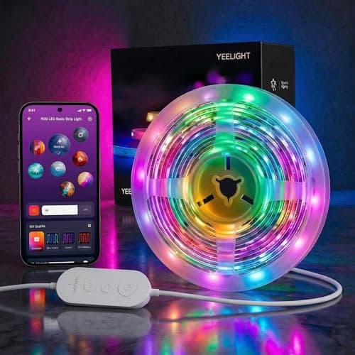 YEELIGHT LED Strip Lights, 20FT Smart Light Strips with 108 LEDs and Music Sync, RGB Color Changing Light with Bluetooth Connected and APP Control, Led Lights for Bedroom, Living Room, Home Decor - Image 1