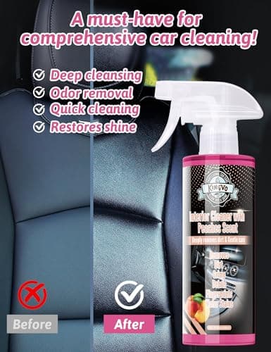 Kingvo Car Interior Cleaner, Interior Cleaner Carpet Dashboard Vinyl Sofa Leather Shiny Car Stuff Detailing Kit Cleaning Supplies,Peach Scent - Thumbnail 6