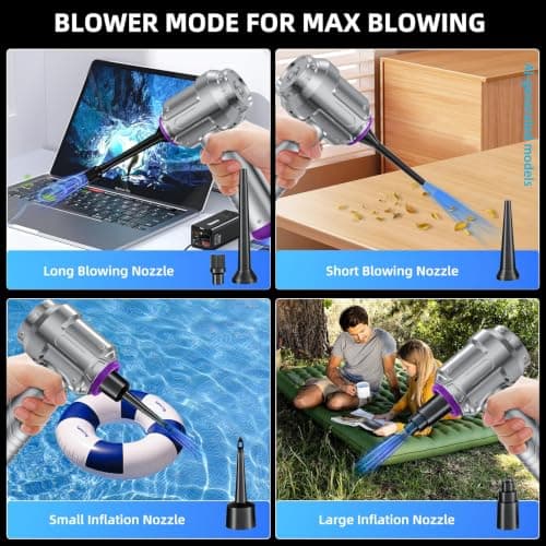 Kimdog Cordless Vacuum Cleaner - 22000PA Handheld Car Vacuum, 4-in-1 Portable Mini Air Duster Rechargeable, 3-Speed Small Powerful Gadgets & Gifts, for Home, Office, Mattress, Carpet, Pet (Silver) - Thumbnail 4