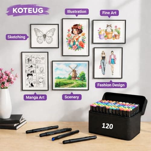 120 Alcohol Markers, Dual Tip Art Supplies for Drawing, Sketching, and Anime Artists, 1-Second Quick Dry Anti-Smudge, Chisel Fine Tips, with Storage Case, Perfect for Adult Stress Relief and Gift - Thumbnail 6