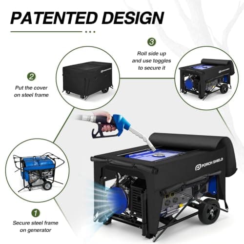 Porch Shield Generator Covers Running - Heavy Duty Waterproof Generator Rain Enclosure Tent Tarpaulin Shelter for 3500 -12000 Watt, Black（Top Opening） - Thumbnail 5