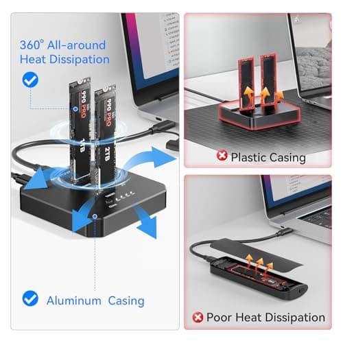 ANYOYO NVMe SSD Cloner, Tool-Free Offline M.2 Duplicator with Aluminum Case, LED Progress Indicator, 20Gbps USB-C 3.2 SSD Reader, SSD to USB Adapter for PCIE NVMe SSD Supports M/B&M Key - Thumbnail 4