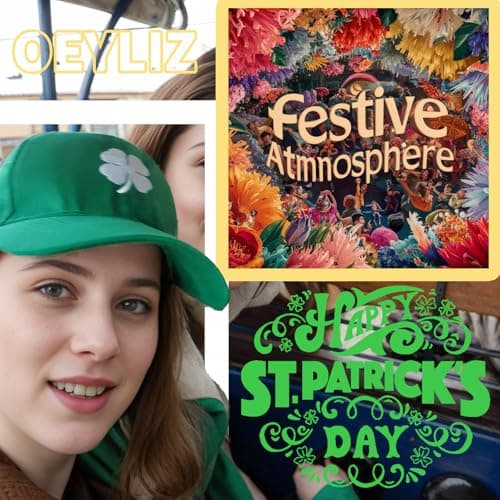 Oeyliz St Patricks Day Green Shamrock Hat Ireland Irish Men Women Clover Baseball Caps St Patrick's Day Baseball Cap - Thumbnail 5