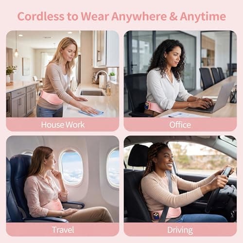 Seamless Heating Pad for Period Cramps, Portable Heating Pad for Back, Wearable Cordless Menstrual Heating Pad with Large-Area Heating｜2s Fast Heating｜Rechargeable｜6 Heat Levels,Pain Relief for Women - Thumbnail 5