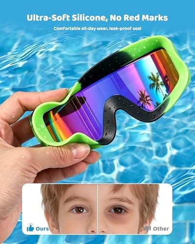 Aegend Kids Swim Goggles 2 Pack – Large Frame Anti Fog Soft Silicone Leak Proof UV Protection for Boys Girls Age 3-15 - Thumbnail 4