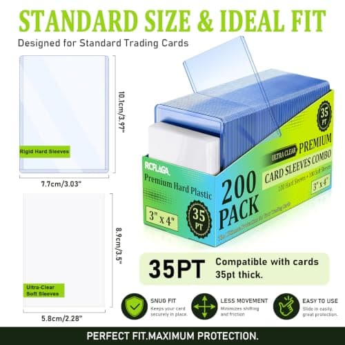 RCPLAGA 1000 Pack Card Sleeves Hard Plastic Rigid Baseball Card Holder - Thumbnail 5