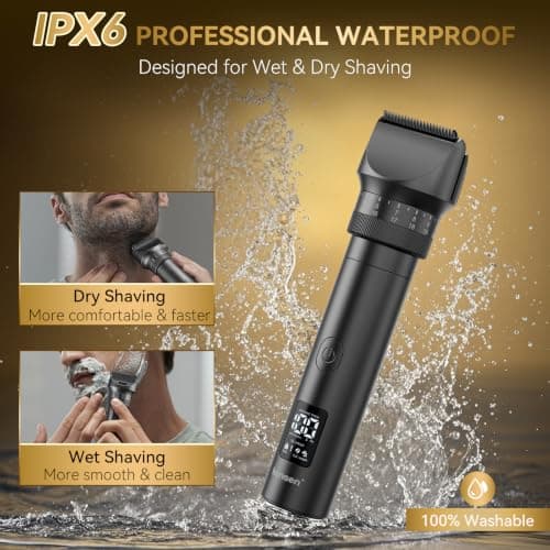 Beard Trimmer for Men - 42 Adjustable Length Settings Hair Clippers, Professional Body Hair Trimmer for Men Precision Facial Hair Trimming IPX6 Waterproof Nose Trimmers LED Display Mustache Trimmers - Thumbnail 6
