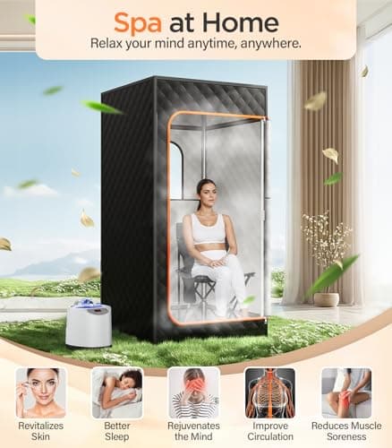pikulLA Portable Sauna for Home, Personal Portable Steam Sauna Tent with 1200W 3L Steamer Heater, 15 Levels, Remote Control, Foldable Chair, Cozy Big Size 36 * 36 * 71 inches - Thumbnail 3