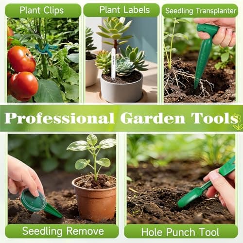 Gardening Tool Set, 18PCS Bonsai Tool Set for Succulents, Herbs & Indoor Plants, Mini Garden Tools with Repotting Mat, Gloves, Pruner, Plant Ties & Labels, Garden Starter Kit for Beginners - Thumbnail 5