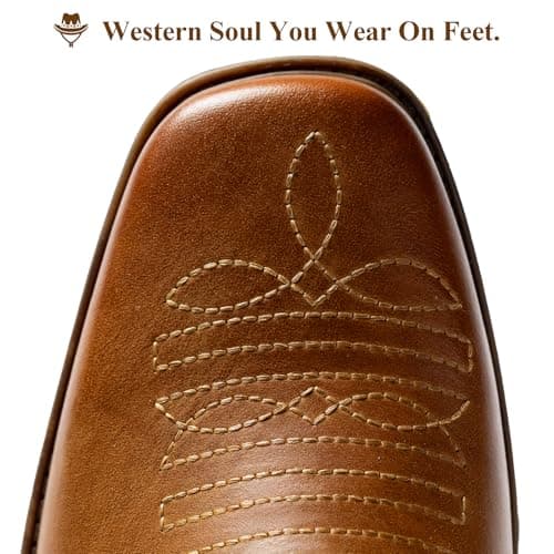 ArcBrothers Mens Cowboy Boots,Western Cowboy Boots for Men Casual Ankle Boots - Thumbnail 3