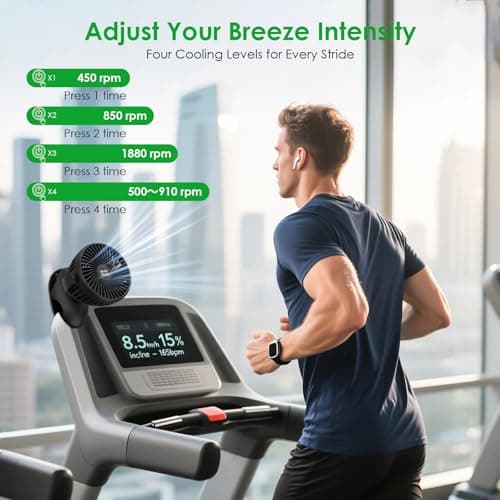 Minthouz Clip on Fan 8000mAh, USB-C Rechargeable Personal Desk Fan, 4 Speed Adjustable 360° Rotation Clamp Fan, Portable Mount Fan for Indoor & Outdoor, Office, Gym, Treadmill, Camping, Golf Cart - Thumbnail 4