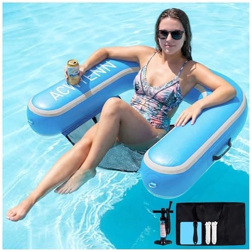 ACWYENN Inflatable Hangout Chair, Floating Pool Chair, Lounge Chair, Lake Floats (1 Pack-Sky Blue) - Image 1