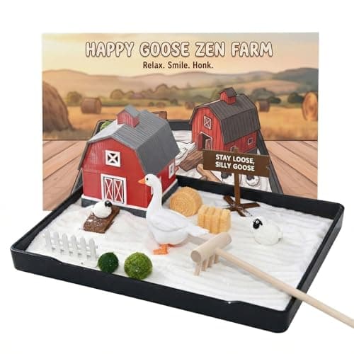 CMLDGIA Funny Goose Zen Garden Kit, Mini Sand Box Desk Accessories for Office, Stress Relief Gift, Desktop Decor, White Elephant Gift - Image 1