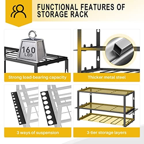 Spacecare Power Tool Organizer- Power Drill Tool Holder- Heavy Duty Tool Shelf & 1 Pack 3 Layers Tool Rack Cordless Drill Holder- Floating Tool Shelf Wall Mounted Tool Storage Rack for 4 Drill Holders - Thumbnail 3