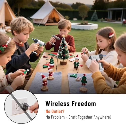 Katerk Cordless Hot Glue Gun Kit, 30s Fast Heating, Mini Glue Gun with 20 Glue Sticks, Compact & Portable with 2500mAh Built-in Battery, Auto Shut-Off, Perfect for DIY, School Crafts & Repairs (White) - Thumbnail 5
